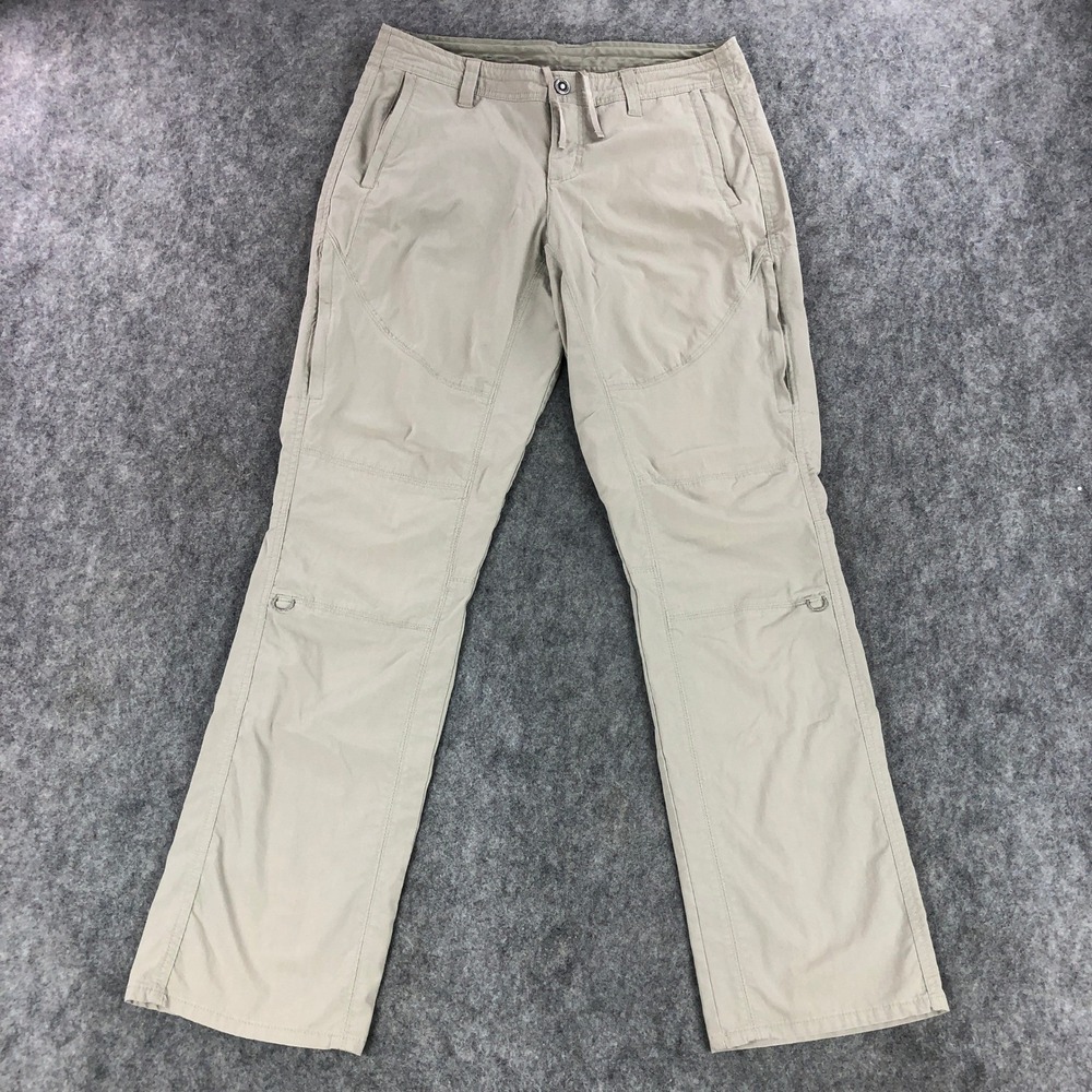 Kuhl Womens Hiking Pants 10 Regular Beige Spire Roll-Up Pant Mid Rise Zip Pocket